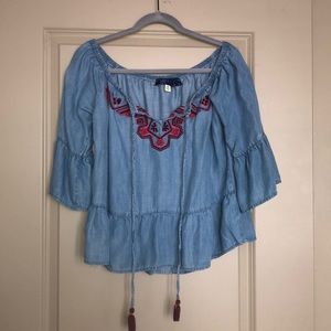 francesca’s soft blue jean shirt🦋